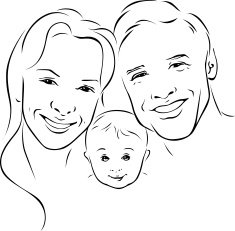 happy family - black outline