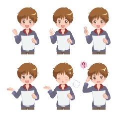 Manga Styled Boy with Multiple Poses N7