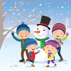 Winter fun Cheerful family in the snow N2
