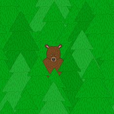 Cartoon bear in the forest seamless pattern