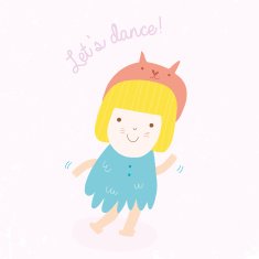 Cute dancing girl cartoon