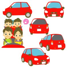 Family in a red car N2
