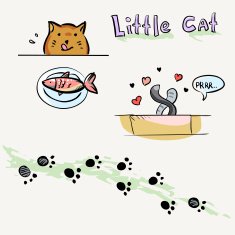 Cute drawing cats in color
