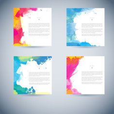 Set of vector watercolor template N58