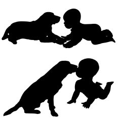 Vector silhouette of a toddler N16