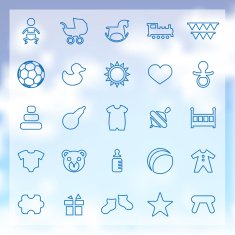 25 baby kids icons set
