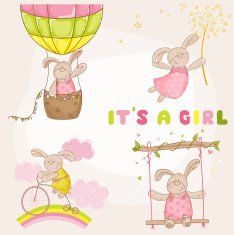 Baby Bunny Set - Shower or Arrival Card N2
