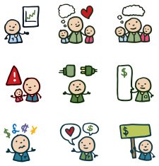 Little people finance and money concept icon set