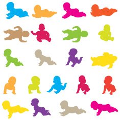 Vector silhouette of a toddler N17