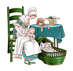 Regency era mother with two babies