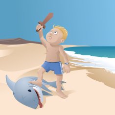 Boy and little shark
