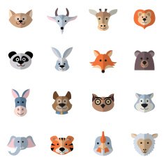 Animals Heads Flat