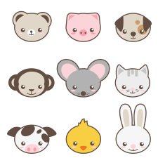 Set of animals faces