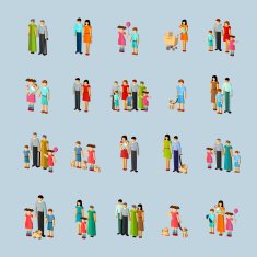 family concept isometric icons set