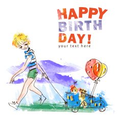 Boy with balloons Happy birthday card