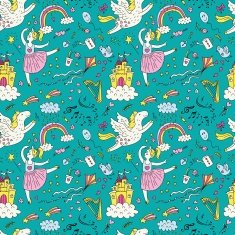 Romantic pattern with a horse and ballerina
