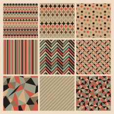 Seamless geometric retro background set N2