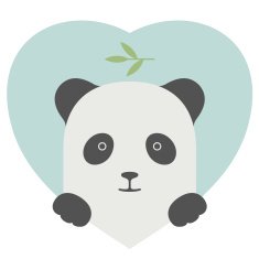 Animal set Portrait of a panda in love over heart