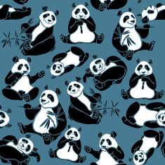 Set of cartoon funny panda
