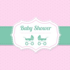 Baby shower greeting design in pink and green