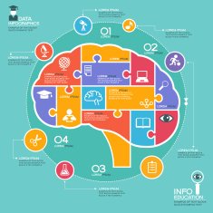 Template abstract human brain surrounded infographic education