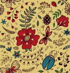 Seamless texture with flowers and butterflies N30