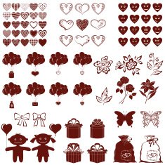 Valentine silhouettes set