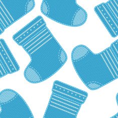 Seamless pattern with baby knitted socks on white background