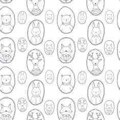 Animals portraits pattern bear deer rabbit fox N2