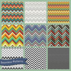 Seamless retro geometric Zigzag background set
