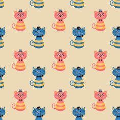 Hipster Fashion Cats Seamless Background