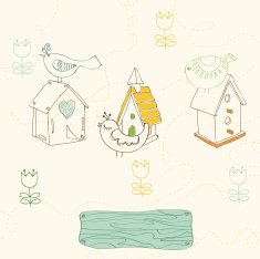 Birds and Bird Houses doodles N2
