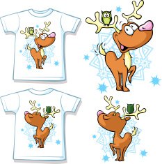 kid shirt with cute reindeer and owl printed