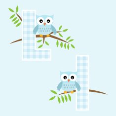 Alphabet for baby boy with owl vector letters L