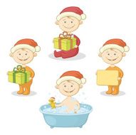 Cartoon children in Santa hat
