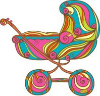Colorful baby stroller