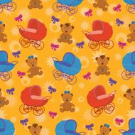 Seamless background bears and prams