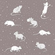 seamless pattern with mice under the snow