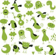 set of cartoon green monsters