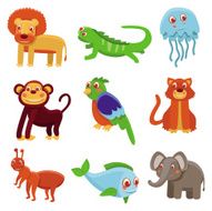 Cute cartoon animals - vector drawing set N2
