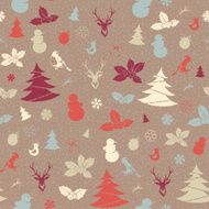 Festive Christmas and New Year seamless pattern in vintage flat N4