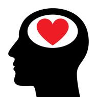 SIlhouette of head with heart symbol