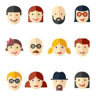 Flat avatars faces people icons