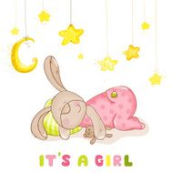 Baby Shower Card - Sleeping Bunny and Star