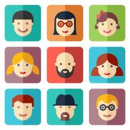 Flat avatar icons faces people icons N4