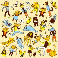 Crazy doodle animals Vector illustration N2