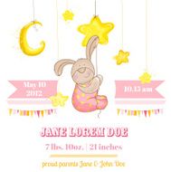 Baby Girl Arrival Card - with Bunny and Stars