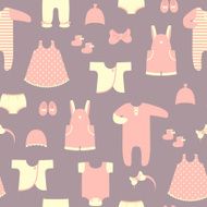 Baby clothes set Seamless vector background