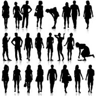 Black silhouettes of beautiful mans and womans N11