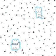 Seamless pattern with cats and footprint N2